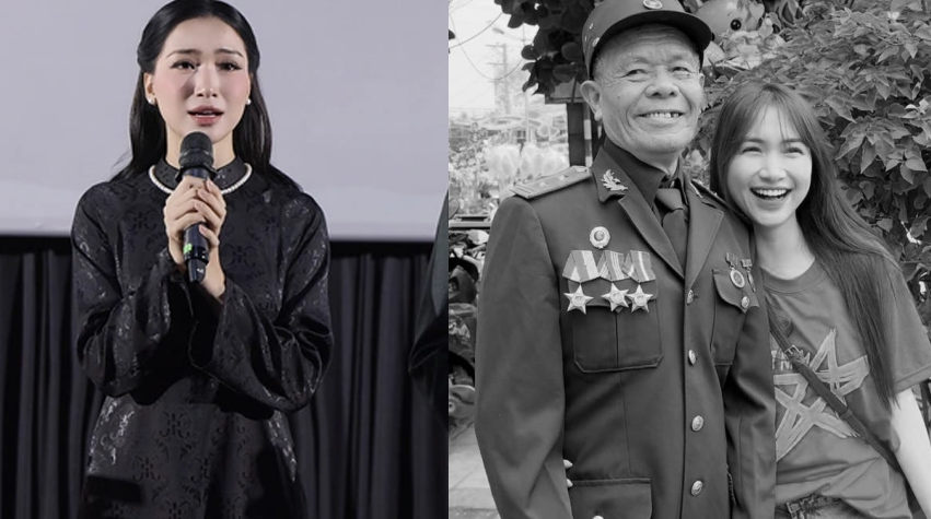 Hòa Minzy nghẹn ngào: “Mọi người thường hỏi vì sao trong em lại có nhiều tình yêu nước đến vậy. Có lẽ bởi em là cháu của một anh hùng. Em chỉ mong cả khán phòng hôm nay có thể dành cho ông em một sự tri ân – tri ân như cách chúng ta vẫn tri ân những người anh hùng, những liệt sĩ đã hy sinh vì Tổ quốc.”