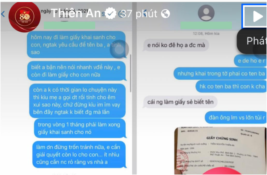 Diễn viên Thiên An tung loạt bằng chứng về giấy khai sinh, Jack lần này hết đường chối: “Không dám nhận con vì sợ  94 triệu dân biết hết sự thật”